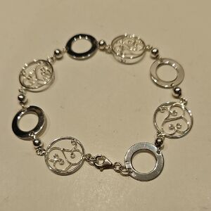 8" 925 Modern Design Silver Bracelet with Filigree Design